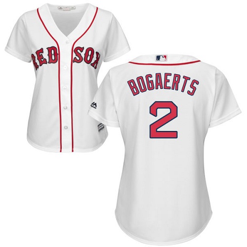 Red Sox #2 Xander Bogaerts White Home Women's Stitched MLB Jersey - Click Image to Close